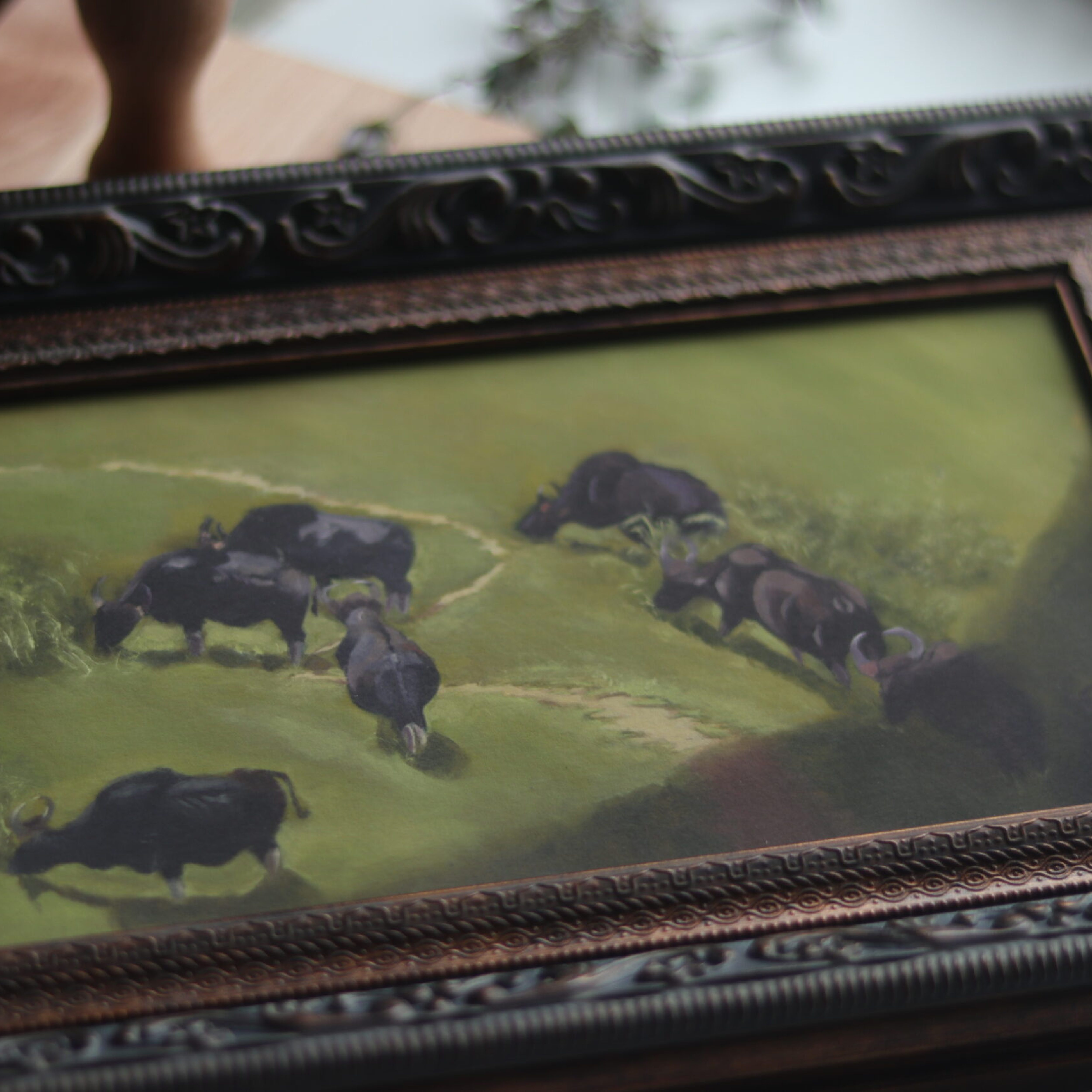 along the grazing trail mini print frame 2 close up